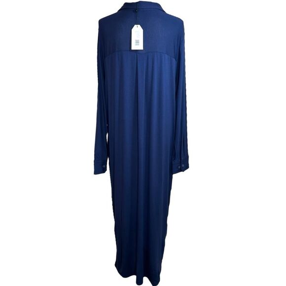 Universal Standard Sally Liquid Jersey Maxi Shirt Dress Midnight Blue S‎ 14-16 - Picture 2 of 12